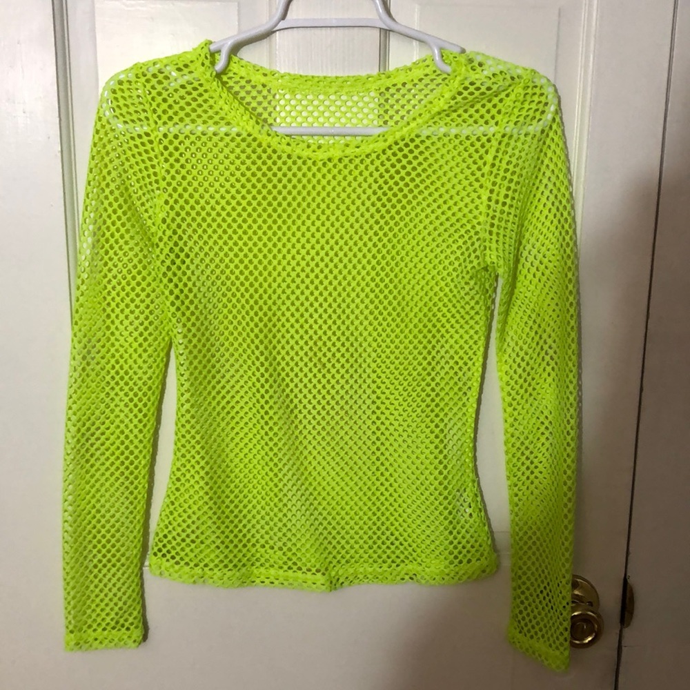 Neon See through fishnet top